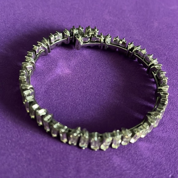 Vintage Gypsy Set Rhinestone Baguette Bypass Bracelet - Picture 9 of 9